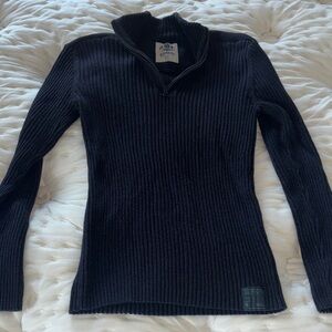 Express Men's Ribbed Black Zip-Up Sweater